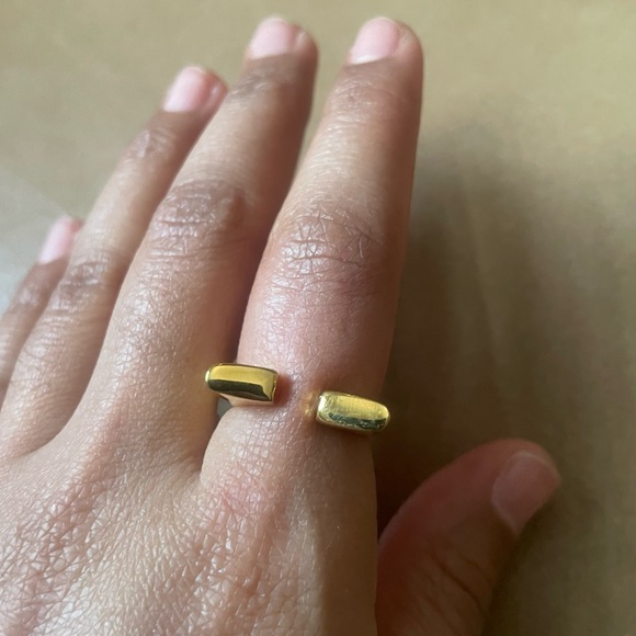 Gold plated Brass bar ring adjustable fashion - Picture 3 of 6